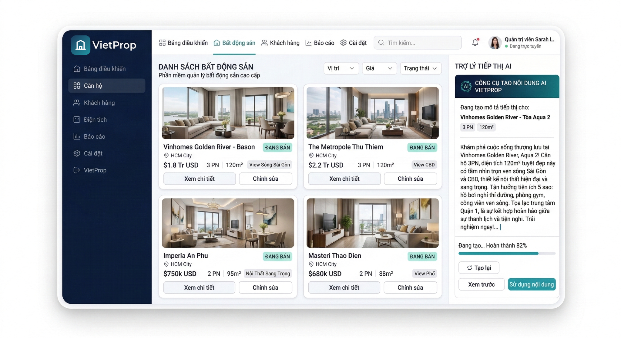 VietProp Dashboard Preview